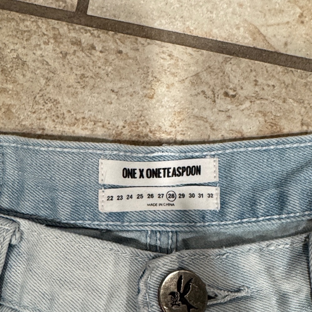 One X One Teaspoon Light Blue Denim Shorts Size 28 - Picture 2 of 6